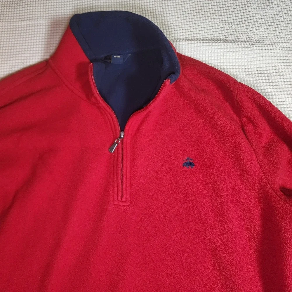 Brooks Brothers 1/4 Zip Sweater Men's XLarge Red Long Sleeve Pullover